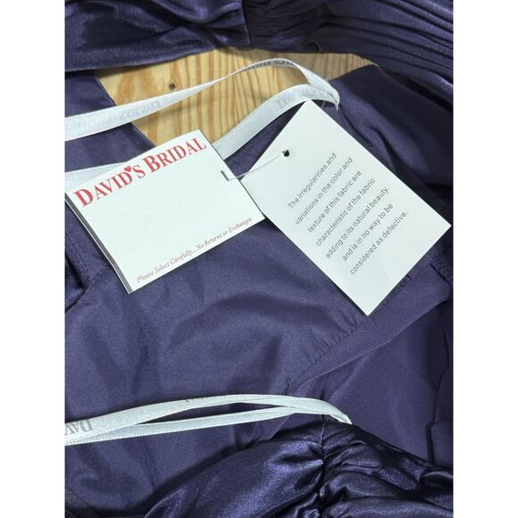 David's Bridal One Shoulder Dress with Cascade Back Lapis Purple Size 10 NWT - Picture 8 of 10
